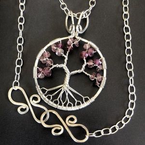 Sterling Silver Ruby Tree of Life Pendant Necklace